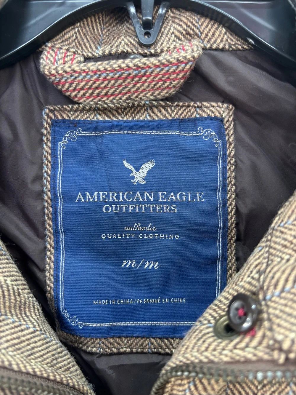 American Eagle Outfitters  Brown Herringbone Puffer Vest